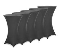 Deuba® Pack of 5 Spandex Tablecloth High Table Slip Covers | Tight, Fitted Set, Washable & Wrinkle Resistant | Elastic Stretch | Events Wedding Banquet & Parties | 80-85cm Diameter | Anthracite Grey