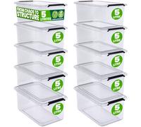 Deuba® 10x 5 Litre Storage Boxes with Lids and Handles | Click Lock | Home and Kitchen, Office | Christmas Decorations, Shoe Storage, Dog Food Storage | Tool Box, Moving Boxes