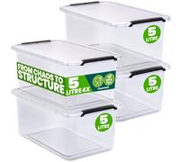 Storage box set of 4 transparent 30x20x12cm 5L stackable