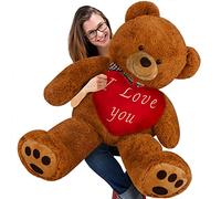 Deuba Plush Teddy Bear Valentine's Day Easter Gift with Red I love You Text Heart Pillow Adorable Big Cuddly Soft Toy Cute Huge Stuffed Snuggling Animal
