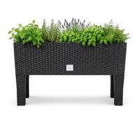 Deuba® Raised Garden Bed Planter with Legs, 60x25x46cm, Anthracite Grey | 30L Plastic Trough Planter Box with Self Watering System, Rattan Elevated Raised Beds for Garden Vegetables Plants & Flowers