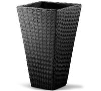 Plant Pot Anthracite Rattan Design 40x40x70cm