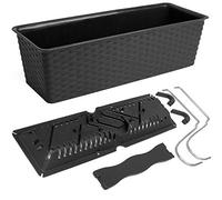 Deuba® Self Watering Balcony Plant Pot | 39x16x14.5cm | 12 Litre Self-Watering System | Rattan Effect | Window Box | Hanging Balcony Planter Ratolla Plant Box | Anthracite