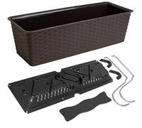 Deuba® Self Watering Plant Pot | 39x16x14.5cm | 6 Litre Self-Watering System | Rattan Effect | Window Box | Hanging Balcony Planter Ratolla Plant Box | Umber Brown
