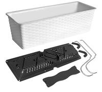 Deuba® Self Watering Plant Pot | 49x16x17.5cm | 12 Litre Self-Watering System | Rattan Effect | Window Box | Hanging Balcony Planter Ratolla Plant Box | White