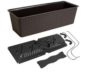 Deuba® Self Watering Plant Pot | 49x16x17.5cm | 12 Litre Self-Watering System | Rattan Effect | Window Box | Hanging Balcony Planter Ratolla Plant Box | Umber Brown