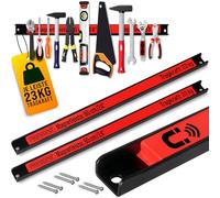 DEUBA® Set of 2 Magnetic Tool Holders | 60cm Each | 23KG Load Capacity | Mountable Wall Magnets for Screwdriver Set, Spanner Sets, Tool Box, Garden Storage | Magnet Set for Garden Tools, Hand Tools