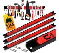 DEUBA® Set of 3 Magnetic Tool Holders | 60cm Each | 23KG Load Capacity | Mountable Wall Magnets for Screwdriver Set, Spanner Sets, Tool Box, Garden Storage | Magnet Set for Garden Tools, Hand Tools