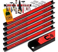DEUBA® Set of 6 Magnetic Tool Holders | 60cm Each | 23KG Load Capacity | Mountable Wall Magnets for Screwdriver Set, Spanner Sets, Tool Box, Garden Storage | Magnet Set for Garden Tools, Hand Tools