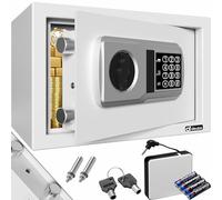 DEUBA® Small Digital Safe with Electronic Combination Lock, 31x20x20cm | Digital Cash Safe Box with 2 Keys, Double Steel Bolts LED Display, Wall or Floor Mountable Lock Box for Home & Office, Silver