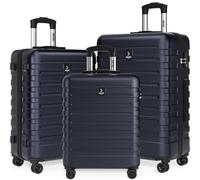 Deuba® Travel Suitcase Set of 3, Lightweight Travel Cabin Suitcases, 4 x 360° Spinners, Hardshell Suitcases with Wheels, 55x40x20cm Carry On Hand Luggage & Large Trolley Bag Set, Navy Blue