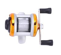 Deukio Premium Ice Fishing Reel Wheel Portable Casting Tackle with Wire Smooth Handle High Strength Lightweight Durable for Winter River Fishing Golden Blue Color ABS Nylon (Gold)