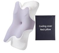 DEUKNICE Memory Foam Cooling Pillowcase, Comfort Neck Foam Pillow Shoulder Pain Sleeping Gray&White