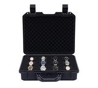 Deurqund 12-Slot Waterproof Watch Box with Pressure Valve, Hard Protective Watch Storage Box for Men, Shockproof & Dustproof Travel Watch Cases for Men with Handle