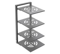 Deurqund 4 Tier Pan Organiser for Cupboard, Pots and Pans Organiser, Kitchen Worktop Storage Rack with Removable Shelves & Adjustable Feet, 20kg Capacity per Tier, 27x23x43cm (Grey)