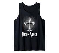 Deus Vult Christian Cross Crusader Medieval Latin Graphic Tank Top