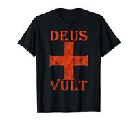 Deus Vult Crusade Sign T-Shirt Cross Crucifix Shirt Medieval T-Shirt
