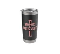 Deus Vult Crusader Cross Christian Latin Phrase Stainless Steel Insulated Tumbler