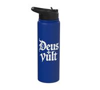 Deus Vult Crusader Cross Medieval Latin Knight Stainless Steel Insulated Water Bottle