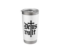 Deus Vult Crusader Cross Medieval Latin Phrase Stainless Steel Insulated Tumbler