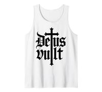 Deus Vult Crusader Cross Medieval Latin Phrase Tank Top
