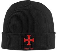 Deus Vult Crusader Templar Cross Women Men Fisherman Beanie Windproof Watch Cap Classic Work Hats for Running Mountaineering Cycling