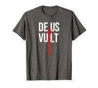 Deus Vult I God Wills It I First Crusader T-Shirt, Men, Asphalt Grey, 6X-Large