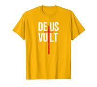 Deus Vult I God Wills It I First Crusader T-Shirt, Men, Golden Yellow, Medium
