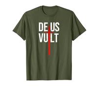 Deus Vult I God Wills It I First Crusader T-Shirt, Men, Olive Green, Large