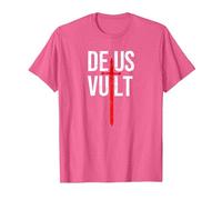 Deus Vult I God Wills It I First Crusader T-Shirt, Men, Pink Heather, Medium