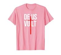 Deus Vult I God Wills It I First Crusader T-Shirt, Men, Pink, Medium