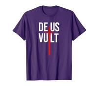 Deus Vult I God Wills It I First Crusader T-Shirt, Men, Purple, X-Large