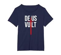 Deus Vult I God Wills It I First Crusader T-Shirt, Women's Plus, Navy Blue, 2X