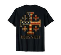 Deus Vult: Jerusalem Cross with USA Flag T-Shirt