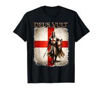 Deus Vult Knight Templar England Flag Crusader T-Shirt