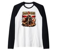 Deus Vult Knight Templar Praying England Flag Crusader Raglan Baseball Tee