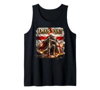 Deus Vult Knight Templar Praying England Flag Crusader Tank Top