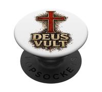 Deus Vult Medieval Cross - Latin Motto Christian Crusades PopSockets Adhesive PopGrip