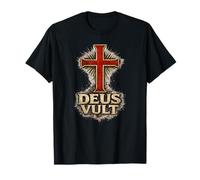 Deus Vult Medieval Cross - Latin Motto Christian Crusades T-Shirt