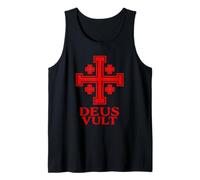 Deus Vult Medieval Cross - Latin Motto Christian Crusades Tank Top