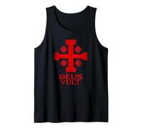 Deus Vult Medieval Cross - Latin Motto Christian Crusades Tank Top