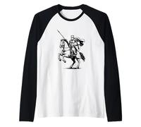 Deus Vult, Medieval Crusader Riding a Horse, Catholic Legend Raglan Baseball Tee