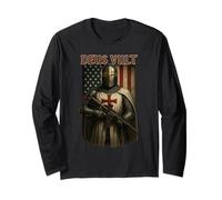 Deus Vult: Medieval Knight Templar American Flag Crusader Long Sleeve T-Shirt