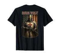 Deus Vult: Medieval Knight Templar American Flag Crusader T-Shirt