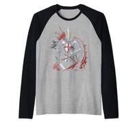 Deus Vult Medieval Templar Knight Crusader Raglan Baseball Tee