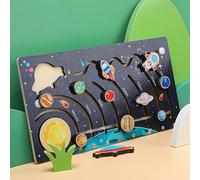 Deuson Solar System Model Board with 9 Planets Spaceship Rocket Module Early Learning Wooden Solar System Model Space Educational Solar System Toy Outer Space Toy for Boys Girls Toddlers Gift Storytel