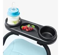 Deuson Stroller Snack Tray with Cup Holder Universal Stroller Food Tray Removable Non-Slip Grip Clip for Stroller Bar Reusable Stroller Snacks Holder for Strollers with Round Armrests