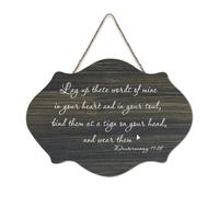Deuteronomy 11:18 Lay Up These Words of Mine in Your Heart And in Your Soul Bind Them As A Sign on Hanging Printed Wood Signs Rustic Wooden Wall Art Signs Plaque Poster Office New Home Décor 6x10