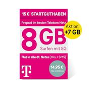 Deutsche Telekom MagentaMobil Prepaid L 8GB, LTE, Allnet Flat, 5G, EU Roaming, Hotspot Flat, 15EUR Start