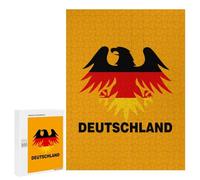 Deutschland Ea-gles Germany Flag Funny Wooden Puzzle with Storage Box Adults Vertical Jigsaw Puzzles Challenge Gift for Family Game